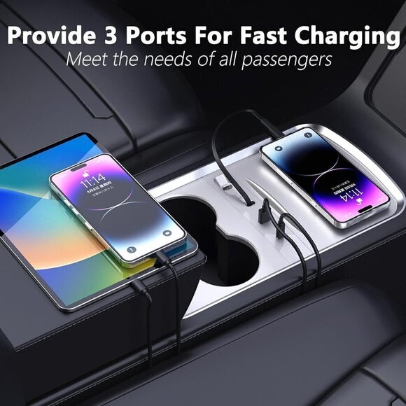 Fast Charger USB Hub Center Console Expansion Compatible with TESLA Model 3 - Picture 4 of 4